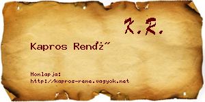 Kapros René névjegykártya